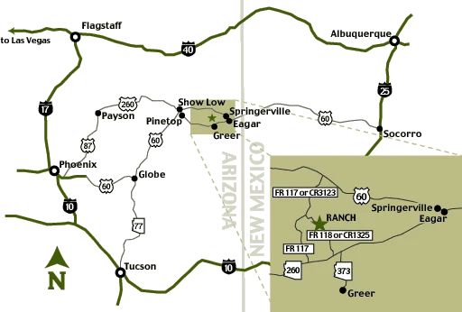 Driving map to Hidden Meadow Ranch