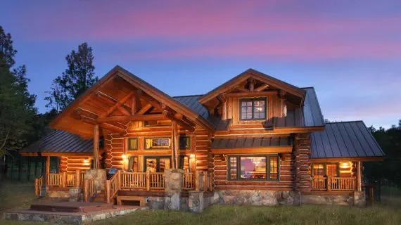Ranch cabin at dusk